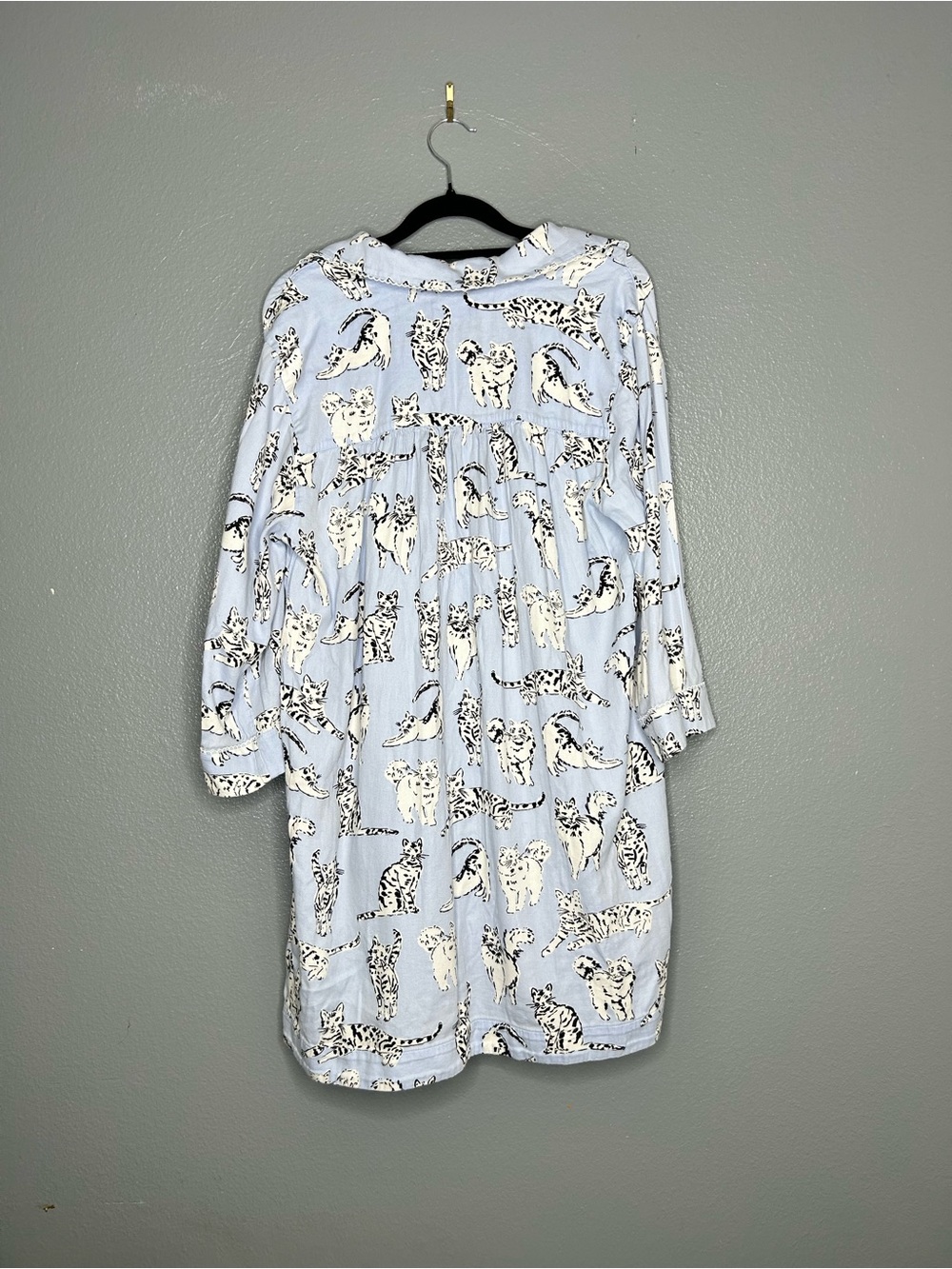 kate spade Whimsical Light Blue Cat Print Pajama Sleep Top Size Small - Picture 5 of 7